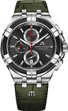 Buy Shop Maurice Lacroix Aikon Chronograph Black Dial Green Leather Strap Watch for Men - AI1018-PVB21-330-1 USA Online