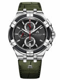 Buy Shop Maurice Lacroix Aikon Chronograph Black Dial Green Leather Strap Watch for Men - AI1018-PVB21-330-1 USA Online