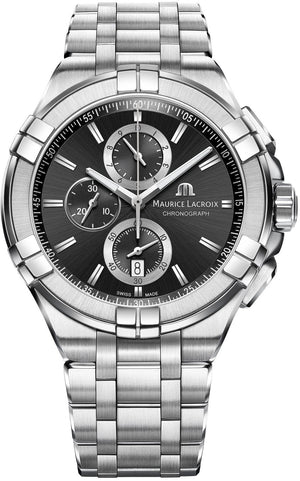 Buy Shop Maurice Lacroix Aikon Chronograph Black Dial Silver Steel Strap Watch for Men - AI1018-SS002-330-1 USA Online