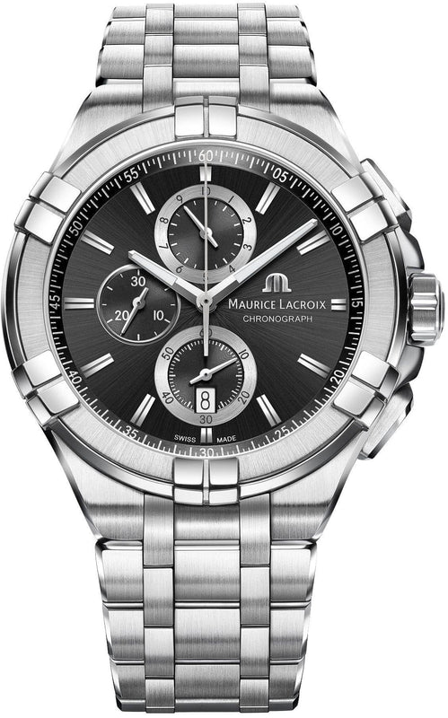 Buy Shop Maurice Lacroix Aikon Chronograph Black Dial Silver Steel Strap Watch for Men - AI1018-SS002-330-1 USA Online