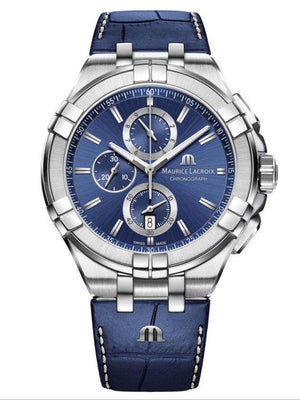 Buy Shop Maurice Lacroix Aikon Chronograph Blue Dial Blue Leather Strap Watch for Men - AI1018-SS001-430-1 USA Online