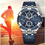 Buy Shop Maurice Lacroix Aikon Chronograph Blue Dial Blue Leather Strap Watch For Men - AI1018-SS001-432-4 USA Online