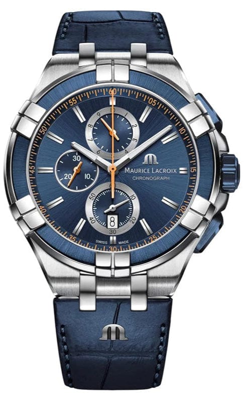 Buy Shop Maurice Lacroix Aikon Chronograph Blue Dial Blue Leather Strap Watch For Men - AI1018-SS001-432-4 USA Online