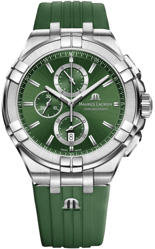 Buy Shop Maurice Lacroix Aikon Chronograph Green Dial Green Rubber Strap Watch for Men - AI1018-SS000-630-5 USA Online