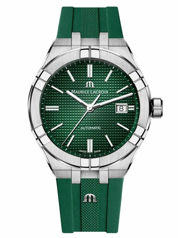 Buy Shop Maurice Lacroix Aikon Chronograph Green Dial Green Rubber Strap Watch for Men - AI1808-SS000-630-5 USA Online