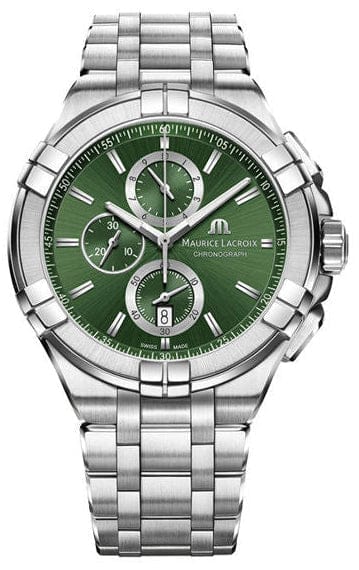 Buy Shop Maurice Lacroix Aikon Chronograph Green Dial Silver Steel Strap Watch For Men - AI1018-SS002-630-1 USA Online