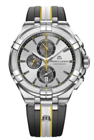 Buy Shop Maurice Lacroix Aikon Chronograph King of the Court Limited Edition Silver Dial Grey Rubber Strap Watch for Men - AI1018-TT030-130-K USA Online