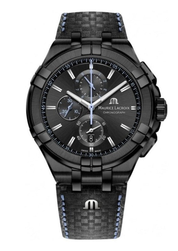 Buy Shop Maurice Lacroix Aikon Chronograph Limited Edition Black Dial Black Leather Strap Watch for Men - AI1018-PVB01-337-1 USA Online