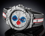 Buy Shop Maurice Lacroix Aikon Chronograph Special Edition Mahindra Racing Silver Dial Grey Rubber Strap Watch for Men - AI1018-TT031-130-2 USA Online