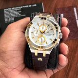 Buy Shop Maurice Lacroix Aikon Chronograph White Dial Brown Leather Strap Watch For Men - AI1018-PVY11-132-1 USA Online