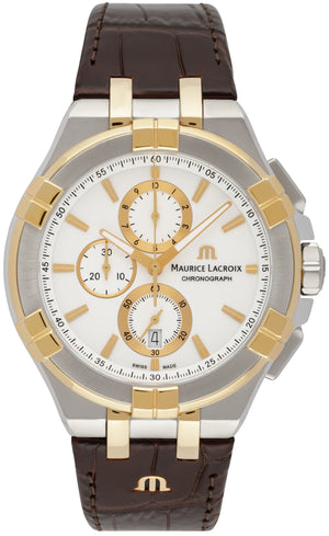 Buy Shop Maurice Lacroix Aikon Chronograph White Dial Brown Leather Strap Watch For Men - AI1018-PVY11-132-1 USA Online