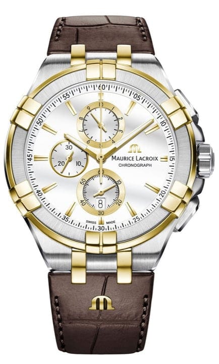 Buy Shop Maurice Lacroix Aikon Chronograph White Dial Brown Leather Strap Watch For Men - AI1018-PVY11-132-1 USA Online