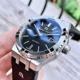 Buy Shop Maurice Lacroix Aikon Date Automatic Black Dial Black Leather Strap Watch For Men - AI6008-SS001-330-1 USA Online