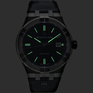 Buy Shop Maurice Lacroix Aikon Date Automatic Black Dial Black Leather Strap Watch For Men - AI6008-SS001-330-1 USA Online