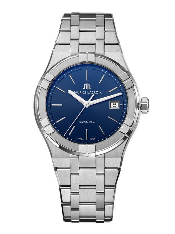 Buy Shop Maurice Lacroix Aikon Date Blue Dial Silver Steel Strap Watch for Men - AI1108-SS002-430-1 USA Online
