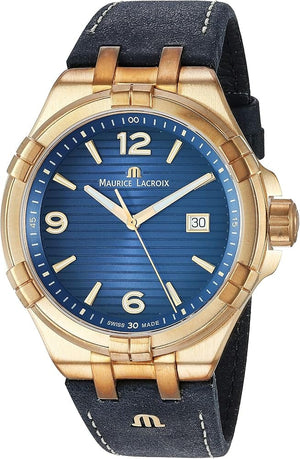 Buy Shop Maurice Lacroix Aikon Date Limited Edition Blue Dial Blue Leather Strap Watch For Men - AI1028-BRZ01-420-1 USA Online