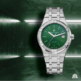 Buy Shop Maurice Lacroix Aikon Date Quartz Green Dial Silver Steel Strap Watch for Men - AI1108-SS002-630-1 USA Online
