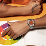 Buy Shop Maurice Lacroix Aikon Limited Edition Automatic Date Orange Dial Silver Steel Strap Watch For Men - AI6008-SS00F-530-1 USA Online