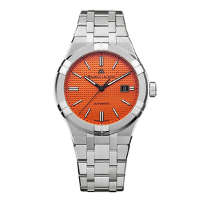 Buy Shop Maurice Lacroix Aikon Limited Edition Automatic Date Orange Dial Silver Steel Strap Watch For Men - AI6008-SS00F-530-1 USA Online