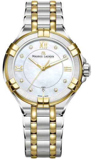 Buy Shop Maurice Lacroix Aikon Mother of Pearl Dial Two Tone Steel Strap Watch for Women - A11006-PVY13-171-1 USA Online