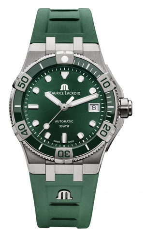 Buy Shop Maurice Lacroix Aikon Venturer Green Dial Green Rubber Strap Watch for Men - AI6057-SSL50-630-5 USA Online