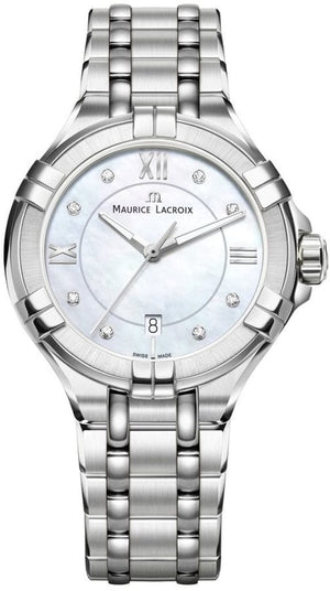 Buy Shop Maurice Lacroix Aikon White Mother of Pearl Dial Silver Steel Strap Watch for Women - AI1004-SS002-170-1 USA Online