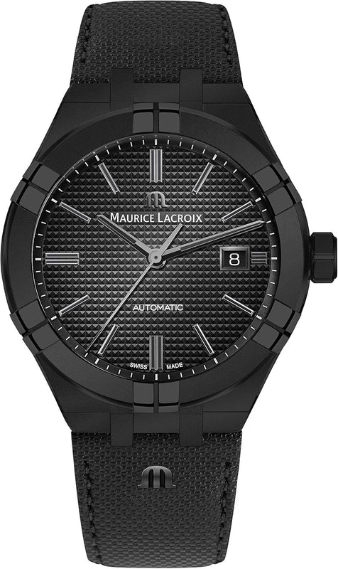 Buy Shop Maurice Lacroix Automatic Date Black Dial Black Leather Strap Watch For Men - AI6008-PVB01-330-1 USA Online