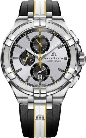 Buy Shop Maurice Lacroix Aikon Chronograph King of the Court Limited Edition Silver Dial Grey Rubber Strap Watch for Men - AI1018-TT030-130-K USA Online