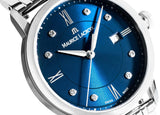 Buy Shop Maurice Lacroix Eliros Diamonds Blue Dial Silver Steel Strap Watch For Women - EL1094-SS002-450-1 USA Online