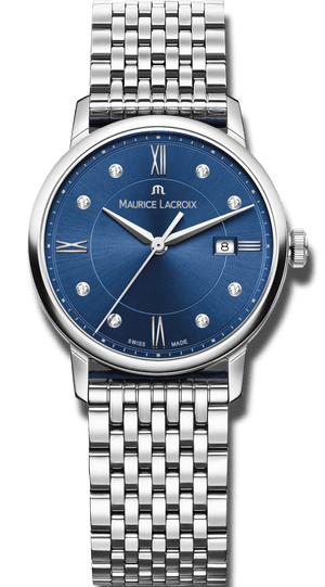 Buy Shop Maurice Lacroix Eliros Diamonds Blue Dial Silver Steel Strap Watch For Women - EL1094-SS002-450-1 USA Online