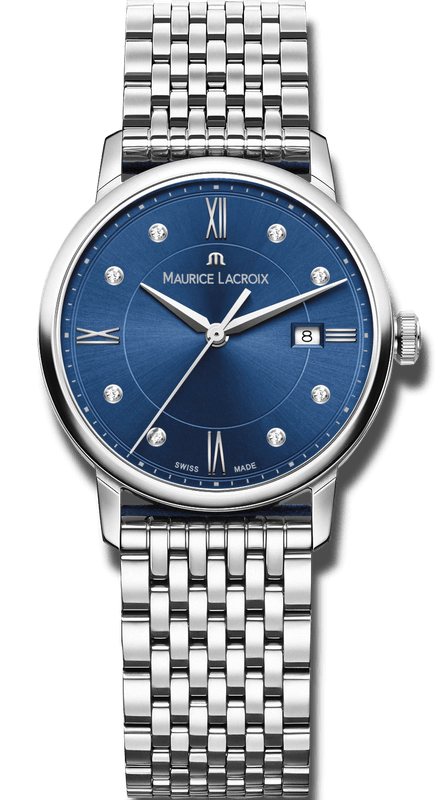 Buy Shop Maurice Lacroix Eliros Diamonds Blue Dial Silver Steel Strap Watch For Women - EL1094-SS002-450-1 USA Online