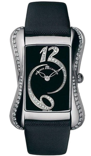 Buy Shop Maurice Lacroix Fiaba Black Dial with Diamonds Black Leather Strap Watch for Women - DV5012-SD531-350 USA Online