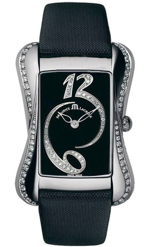 Buy Shop Maurice Lacroix Fiaba Black Dial with Diamonds Black Leather Strap Watch for Women - DV5012-SD531-350 USA Online