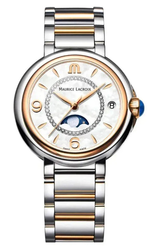 Buy Shop Maurice Lacroix Fiaba Moonphase Mother of Pearl Dial Two Tone Steel Strap Watch for Women - FA1084-PVP13-150-1 USA Online