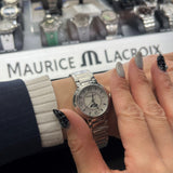 Buy Shop Maurice Lacroix Fiaba Moonphase White Mother of Pearl Dial Silver Steel Strap Watch for Women - FA1084-SS002-170-1 USA Online