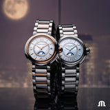 Buy Shop Maurice Lacroix Fiaba Moonphase White Mother of Pearl Dial Silver Steel Strap Watch for Women - FA1084-SS002-170-1 USA Online