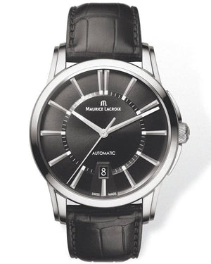 Buy Shop Maurice Lacroix Pontos Date Automatic Black Dial Black Leather Strap Watch For Men - PT6148-SS001-330 USA Online