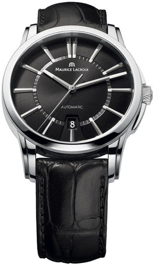 Buy Shop Maurice Lacroix Pontos Date Automatic Black Dial Black Leather Strap Watch For Men - PT6148-SS001-330 USA Online