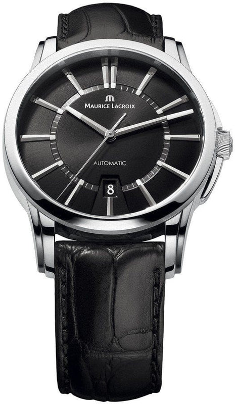 Buy Shop Maurice Lacroix Pontos Date Automatic Black Dial Black Leather Strap Watch For Men - PT6148-SS001-330 USA Online