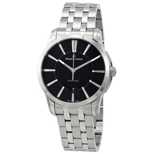 Buy Shop Maurice Lacroix Pontos Date Automatic Black Dial Silver Steel Strap Watch For Men - PT6148-SS002-330 USA Online