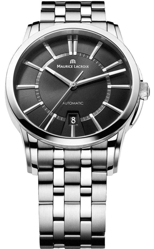 Buy Shop Maurice Lacroix Pontos Date Automatic Black Dial Silver Steel Strap Watch For Men - PT6148-SS002-330 USA Online