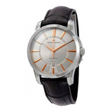 Maurice Lacroix Pontos Silver Dial Black Leather Strap Watch For Men - PT6148-SS001-131