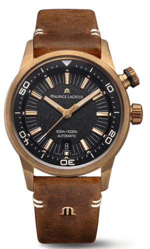 Buy Shop Maurice Lacroix Pontos Diver Limited Edition Black Dial Brown Leather Strap Watch For Men - PT6248-BRZ01-330-3 USA Online