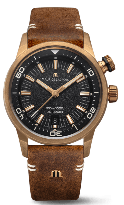 Buy Shop Maurice Lacroix Pontos Diver Limited Edition Black Dial Brown Leather Strap Watch For Men - PT6248-BRZ01-330-3 USA Online