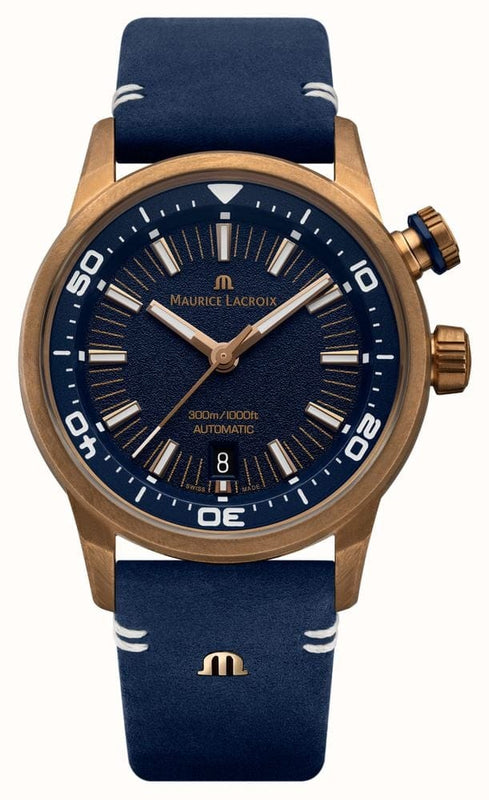 Buy Shop Maurice Lacroix Pontos Divers Limited Edition Blue Dial Blue Leather Strap Watch For Men - PT6248-BRZ0B-430-4 USA Online