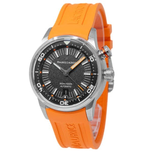 Buy Shop Maurice Lacroix Pontos S Diver Black Dial Orange Rubber Strap Watch For Men - PT6248-SS00L-330-J USA Online