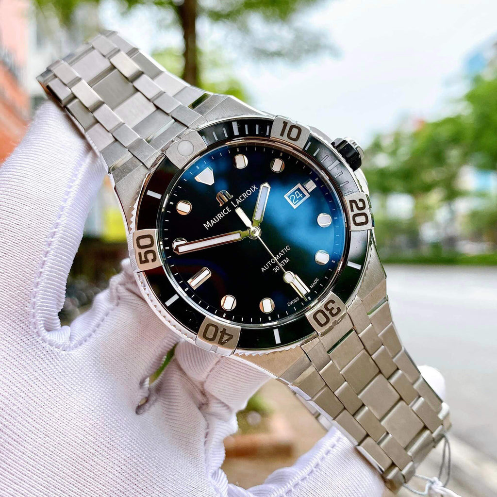 Buy Shop Maurice Lacroix Aikon Venturer Black Dial Silver Steel Strap Watch for Men - AI6058-SS002-330-1 USA Online