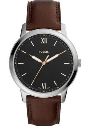 Buy Shop Fossil The Minimalist 3H Black Dial Brown Leather Strap Watch for Men - FS5464 USA Online