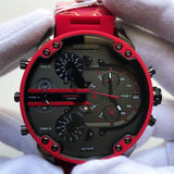 Buy Shop Diesel Mr Daddy 2.0 Chronograph Black Dial Red Silicone Strap Watch For Men - DZ7370 USA Online