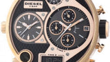 Buy Shop Diesel Big Daddy Gold & Black Dial Black Leather Strap Watch For Men - DZ7261 USA Online